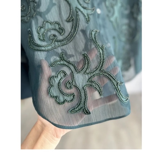 Elegant Sheer Green Blouse - Picture 6 of 10